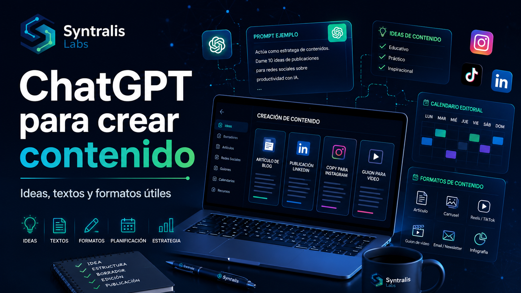 ChatGPT para crear contenido con ideas textos publicaciones y formatos digitales